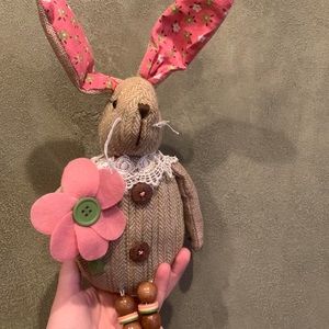 Floral Pink and Brown Easter Bunny